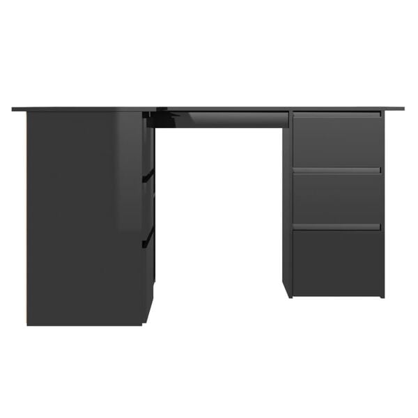 vidaXL Corner Desk High Gloss Black 145x100x76 cm Engineered Wood