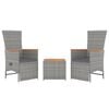 vidaXL 3 Piece Garden Lounge Set Grey Poly Rattan&Solid Wood Acacia
