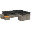 vidaXL 10 Piece Garden Sofa Set with Cushions Grey Poly Rattan