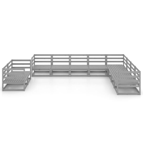 vidaXL 10 Piece Garden Lounge Set Grey Solid Pinewood