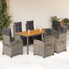 vidaXL 7 Piece Garden Dining Set with Cushions Grey Poly Rattan