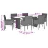 vidaXL 7 Piece Garden Dining Set with Cushions Grey Poly Rattan
