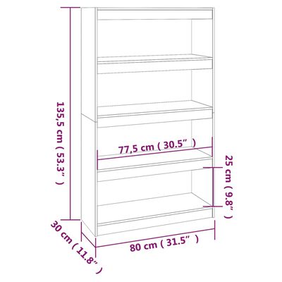 vidaXL Book Cabinet/Room Divider Black 80x30x135.5 cm Solid Wood Pine