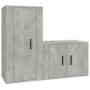 vidaXL 2 Piece TV Cabinet Set Concrete Grey Engineered Wood