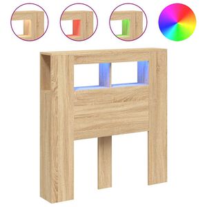 vidaXL LED Headboard Sonoma Oak 100x18,5x103,5 cm Engineered Wood