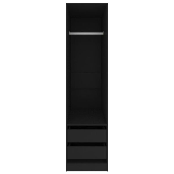 vidaXL Wardrobe with Drawers Black 50x50x200 cm Engineered Wood