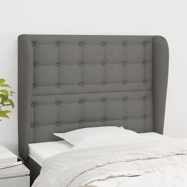 vidaXL Headboard with Ears Dark Grey 83 cm Fabric