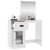 vidaXL Dressing Table with Mirror High Gloss White 90x50x132.5 cm Engineered Wood