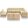 vidaXL 12 Piece Garden Lounge Set&Cushions Honey Brown Solid Pinewood