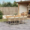 vidaXL 9 Piece Garden Dining Set with Cushions Beige Poly Rattan
