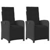 vidaXL Reclining Garden Chairs 2 pcs with Footrest Black Poly Rattan