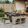 vidaXL 9 Piece Garden Dining Set with Cushions Light Grey Poly Rattan