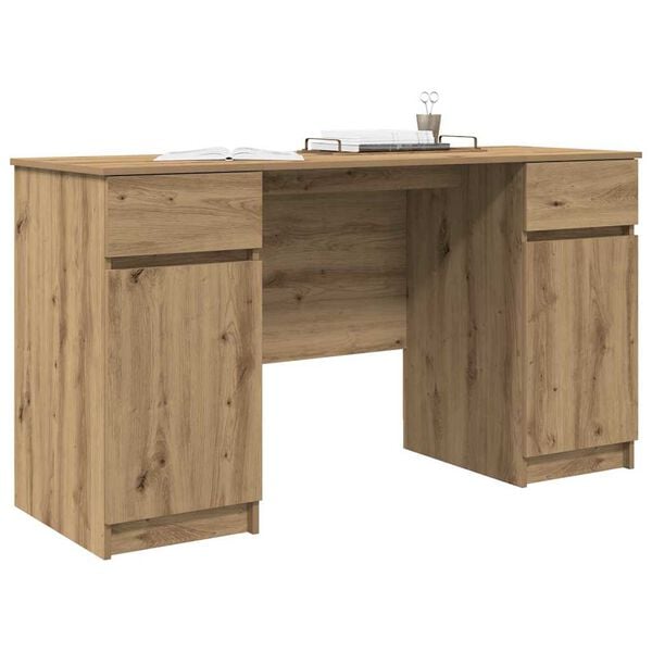 vidaXL Desk with Drawer Artisan oak 140 x 49 x 76 cm Engineered wood