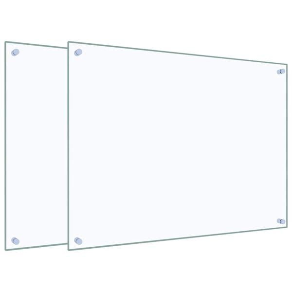 vidaXL Kitchen Backsplashes 2 pcs Transparent 80x60 cm Tempered Glass