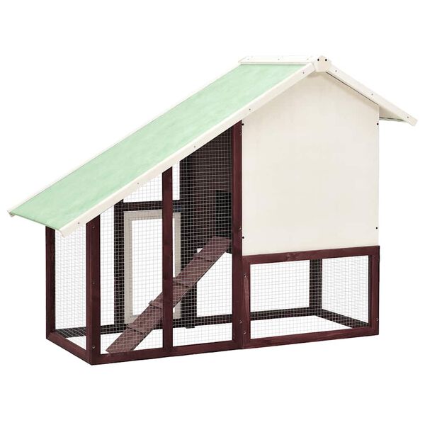 vidaXL Rabbit Hutch Mocha and White 140x63x120 cm Solid Firwood