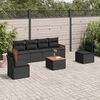 vidaXL 7 Piece Garden Sofa Set with Cushions Black Poly Rattan