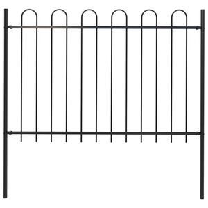 vidaXL Garden Fence "Boxtel" with Hoop Top Steel 170x120 cm Black