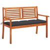 vidaXL 2-Seater Garden Bench with Cushion 120 cm Solid Eucalyptus Wood
