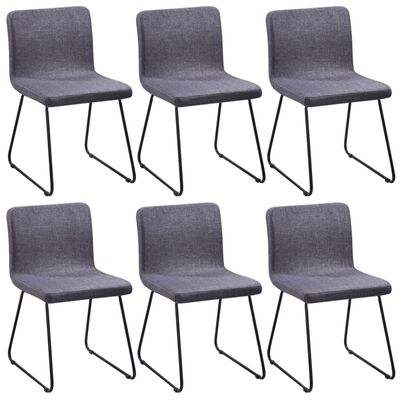 vidaXL 6 Fabric Dining Chairs Dark Grey Iron Legs