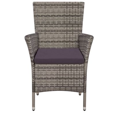 vidaXL Garden Chairs 2 pcs with Cushions Poly Rattan Grey