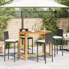 vidaXL 5 Piece Garden Bar Set Black Solid Wood Acacia and Poly Rattan