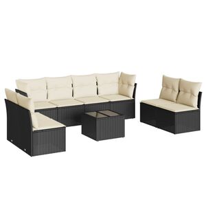 vidaXL 9 Piece Garden Sofa Set with Cushions Black Poly Rattan