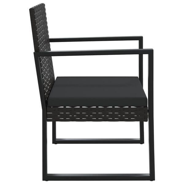 vidaXL Garden Armchair with Cushion Black Poly Rattan