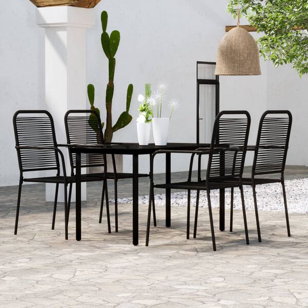 vidaXL 5 Piece Garden Dining Set Black