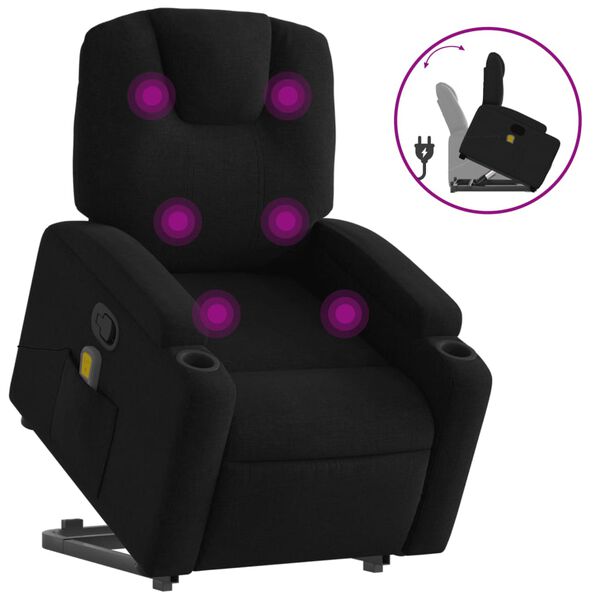vidaXL Stand up Massage Recliner Chair Black Fabric