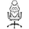vidaXL Massage Gaming Chair with Footrest White&Black Faux Leather
