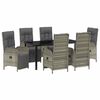 vidaXL Garden Dining Set with Cushion 7 pcs Grey Poly Rattan