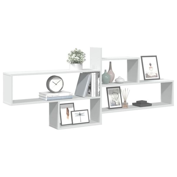 vidaXL Wall Shelf White 167.5x18x68 cm Engineered Wood