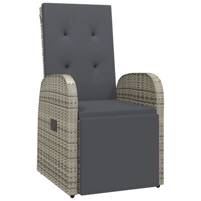 vidaXL Reclining Garden Chairs with Cushions 2 pcs Grey Poly Rattan