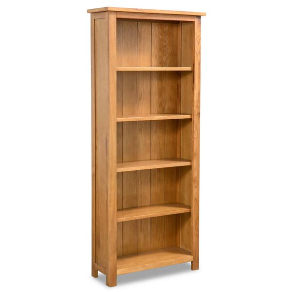vidaXL 5-Tier Bookcase 60x22.5x140 cm Solid Oak Wood