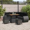 vidaXL Garden Sofa Set Height-Adjustable 8 pcs Black Poly Rattan