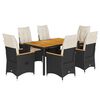 vidaXL 7 Piece Garden Dining Set with Cushions Black Poly Rattan