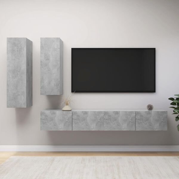 vidaXL 4 Piece TV Cabinet Set Concrete Grey Engineered Wood