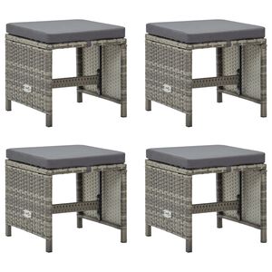 vidaXL Garden Stools 4 pcs with Cushions Poly Rattan Grey
