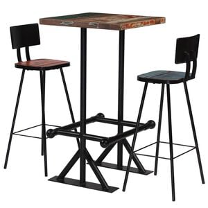 vidaXL Bar Set | Multicolour | Solid Reclaimed Wood | Medium | Industrial