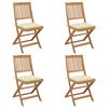 vidaXL Folding Garden Chairs 4 pcs with Cushions Solid Wood Acacia