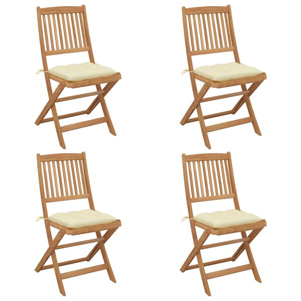 vidaXL Folding Garden Chairs 4 pcs with Cushions Solid Wood Acacia