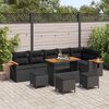 vidaXL Garden Sofa Set with Cushion 12 pcs Black Poly Rattan