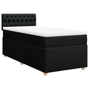 vidaXL Box Spring Bed with Mattress Black King Single Fabric
