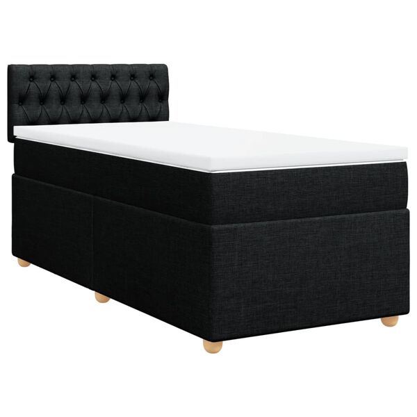 vidaXL Box Spring Bed with Mattress Black King Single Fabric