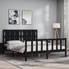 vidaXL Bed Frame without Mattress Black King Size Solid Wood Pine