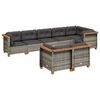 vidaXL 8 Piece Garden Sofa Set with Cushions Grey Poly Rattan