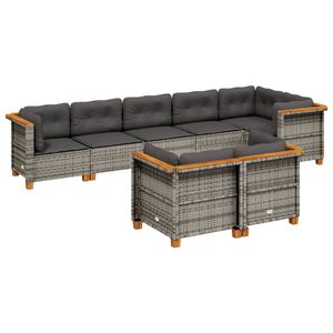 vidaXL 8 Piece Garden Sofa Set with Cushions Grey Poly Rattan