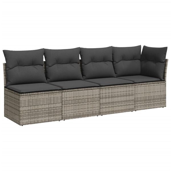 vidaXL 7 Piece Garden Sofa Set with Cushions Grey Poly Rattan