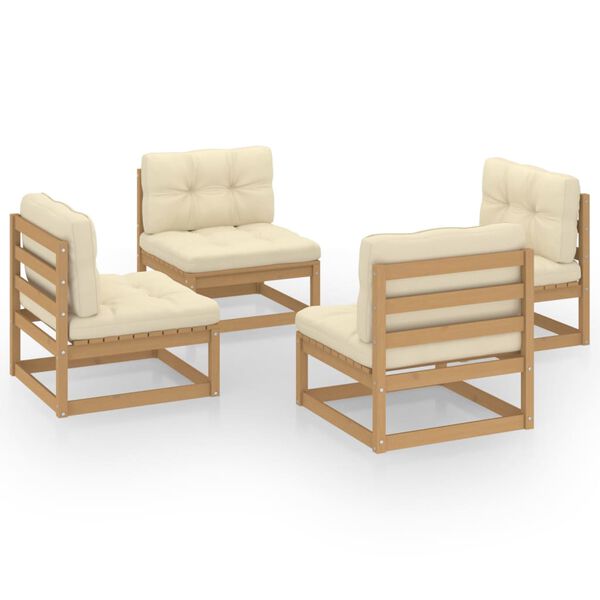 vidaXL 4 Piece Garden Lounge Set with Cushions Solid Pinewood
