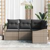 vidaXL Garden Sofa Set with Cushion 4 pcs Grey Poly Rattan